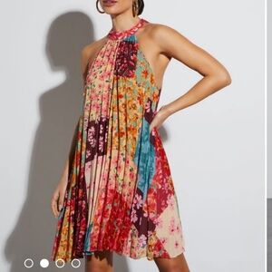 Halter Pleated Mini Dress